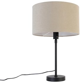 Lampa stołowa czarna regulowana z kloszem w kolorze jasnobrązowym 35 cm - Parte
