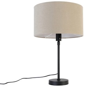 Lampa stołowa czarna regulowana z kloszem jasnobrązowym 35 cm - ParteDesignerski Oswietlenie wewnetrzne