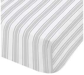 Szaro-białe bawełniane prześcieradło Bianca Check And Stripe, 135x190 cm