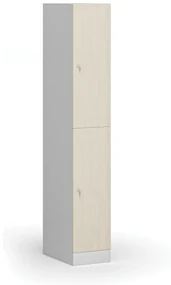 Szafka skrytkowa, 2 schowki, 1850 x 300 x 500 mm, zamek cylindryczny, drzwi laminowane, brzoza