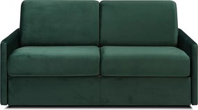Kanapa 2-osobowa rozkładana typu express z zielonego weluru z siedziskiem z pianki z pamięcią kształtu - Powierzchnia 120 cm - Materac 14 cm CALIFE