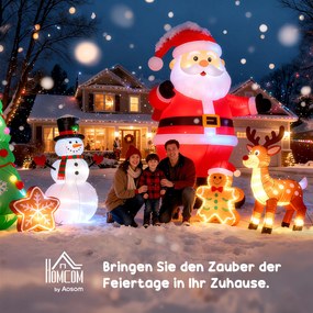 HOMCOM Nadmuchiwana dekoracja świąteczna, 2,5 m nadmuchiwany pingwin z 3 diodami LED, 162 x 100 x 250 cm, Wielokolorowy | Aosom PL