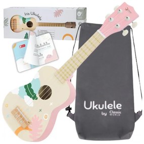 Classic world drewniane ukulele gitara dla dzieci różowa