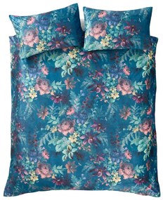 Zielononiebieska aksamitna pościel dwuosobowa 230x220 cm Bridgerton Romantic Floral – Catherine Lansfield