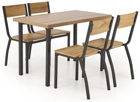 Zestaw drewniany stół + 4 krzesła, komplet naturalny / czarny MILTON