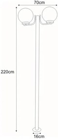 Podwójna stojąca lampa zewnętrzna ogrodowa kula - S275 P1-M82