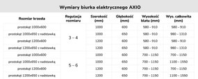 Dziecięce biurko regulowane z nadstawką Axio, 120x65 cm, rozmiar 3-4