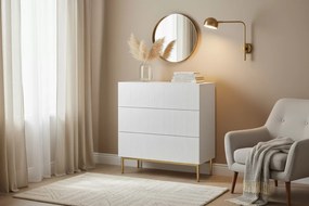 Komoda z szufladami Nicole 100 cm - biały mat / złote nóżki