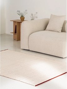 Czerwony/beżowy wełniany dywan tkany ręcznie 140x200 cm Lenu – noo.ma