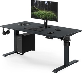 Biurko elektryczne z regulacją wysokości ergonomiczne antracytowe,1400x700 mm: ARIA