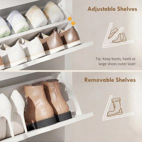 HOMCOM Szafka na Buty Biała z 3 Klapami 72x26x112cm | Aosom PL