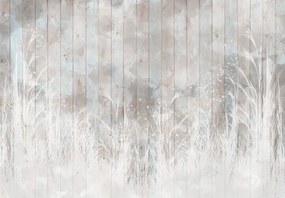 Fototapeta - Łąka na drewnie (196x136 cm)