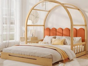 Łóżko dziecięce wysuwane 140 x 200 cm, z drewna sosnowego, stelaż listwowy w komplecie - naturalne