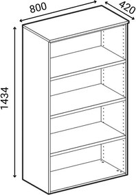 Szafa biurowa z drzwiami PRIMO GRAY, 800 x 420 x 1434 mm, szary/wenge