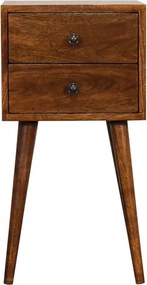 Szafka nocna Mini z drewna kasztanowego Artisan Furniture, 2 szuflady, brązowa