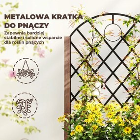 Outsunny Zestaw 2 wysokich grządek Pflanzkasten na kółkach, z kratą do pnączy, skrzynka na kwiaty z drewna, 52*25*97cm Brązowy