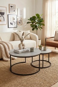 Komplet dwóch stolików kawowych loft szary + czarny B5-F29