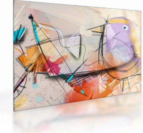 Obraz na szkle - Abstrakcja, ptaszek (70x50 cm)