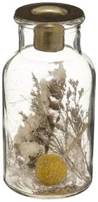 Szklany świecznik z suszonymi kwiatami BLOOMY, wysokość 13 cm