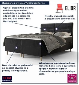 Grafitowe łóżko kontynentalne z pojemnikiem 6 rozmiarów S3-K45