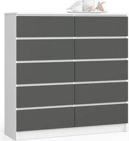 Komoda z szufladami biała + grafit P6-C78