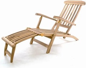 Leżak Garth z drewna tekowego z podnóżkiem