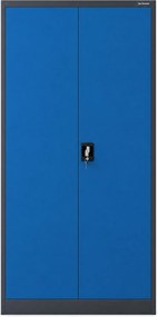 Szafa metalowa ze schowkiem antracytowo-niebieska: TOMASZ, 900 x 1850 x 450 mm