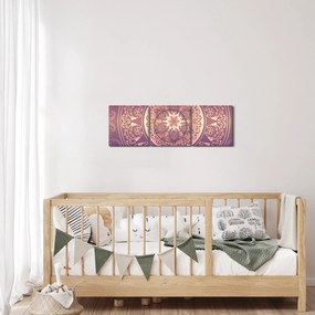 Obraz - Mandala na fioletowym gradiencie (z zegarem) (90x30 cm)