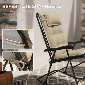 Outsunny Zestaw 2 poduszek na leżak ogrodowy, Wodoodporne, Beżowe, 50x116x5 cm