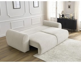 Kremowa sztruksowa rozkładana sofa 257 cm Lucien – Bobochic Paris