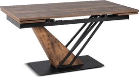 Stół Rozkładany Prostokątny REX 160-220 cm Dąb Rustykalny/Czarny do Jadalni Nowoczesny Loft