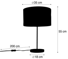 Mosiężna lampa stołowa z aksamitnym abażurem w kształcie liścia i złotym wnętrzem - Kaso klasyczny/Antyczny Oswietlenie wewnetrzne