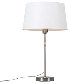 Lampa stołowa ze stali z białym kloszem 35 cm regulowana - Parte