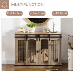 PawHut Klatka dla psa z 2 drzwiami transportowa z zamkiem rustykalny brązowy | Aosom PL