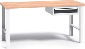 Profesjonalny stół warsztatowy G3 z drewnianym blatem roboczym, 1500 mm, 1x 1 szufladowy kontener, grafitowy