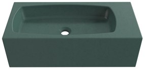 Umywalka betonowa wisząca / nablatowa prostokątna bez otworu na baterię 65 x 30 cm z półką ZALM | różne kolory : Kolor - Oliwkowy, Typ montażu - nablatowa