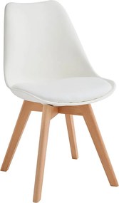 Komplet 2 białych krzeseł tapicerowanych ekoskórą "Stilezze" z nogami drewnianymi, 52x48,5 cm, 82h
