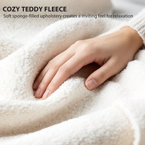 HOMCOM Rama łóżka jednoosobowego z zagłówkiem obitym Teddy-Fleece, metalowa rama łóżka, łatwy montaż, biały | Aosom PL