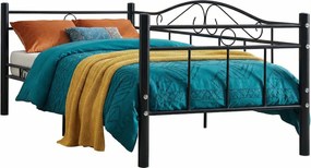 Czarne metalowe łóżko jednoosobowe 90x200 cm B5-K69