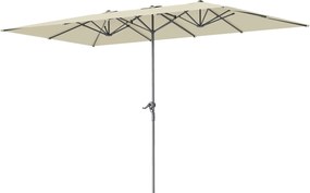 Outsunny Podwójny parasol, 451 x 264 cm Parasol z systemem korbkowym, 12 metalowych żeber, maszt z aluminium, Kremowy