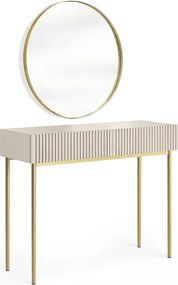 Toaletka Nicole ze złotym lustrem 80 cm - kaszmir / złote nóżki