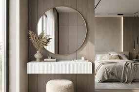 Toaletka wisząca Nicole ze złotym lustrem 80 cm - biały mat