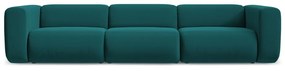 Turkusowa aksamitna sofa 319 cm Ekahi – Makamii