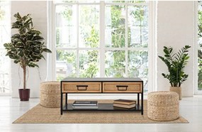 Czarno-naturalna metalowa szafka pod TV 95x38x38 cm Hanoi – Mauro Ferretti