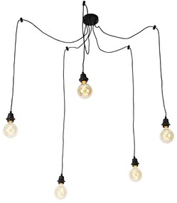 Industrialna lampa wisząca czarna 5-świateł - Cava Nowoczesny Oswietlenie wewnetrzne