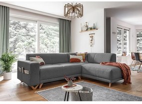 Szary rozkładany/ze schowkiem narożnik (prawostronny/w kształcie litery L) Classy Sophie – Miuform