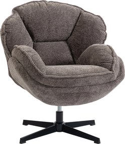 HOMCOM Nowoczesny fotel typu wingback, welurowy fotel z podłokietnikami, czteroramienna podstawa, sprężyny S, funkcja obrotu 360°, szary | Aosom PL