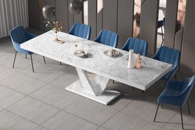 Nowoczesny stół do jadalni w połysku Vegas marmur/biały