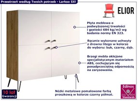 Industrialna komoda z metalowymi nogami dąb craft + biały - Larkso 5X