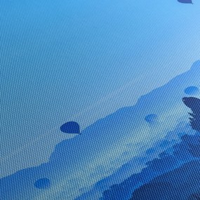 Obraz - Balony nad krajobrazem (z zegarem) (90x30 cm)